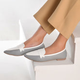 THE DUO - Pebble Gray and Vanilla Pointed Loafers